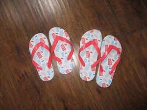 Girls 2 PAIR LOT FLIP FLOPS Size S 13-1 and Size L 2-3 shoes - Picture 1 of 2