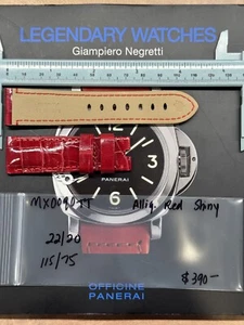Panerai OEM Strap 22/20 115/75 Standard Tang Allig Red Shiny - Picture 1 of 4