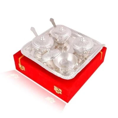 Bowl Set with Lid l Pack of 5 l Bowl, Tray and Spoon Set l Mouthfreshner Set, Ge - Image 1 of 4