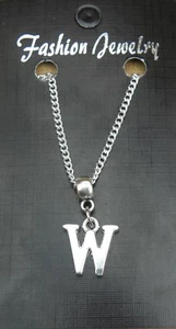 Alphabet Letter W Pendant Necklace 18" or 24 Inch Chain Name Initial Charm - Picture 1 of 4