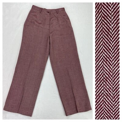 Vintage JG Hook NWT Women Red Pleated Herringbone Pants 28" Waist Trousers *Read - Image 1 of 4