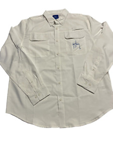 Guy Harvey men's NWT fishing shirt, white, long/roll tab sleeve, size Med.,