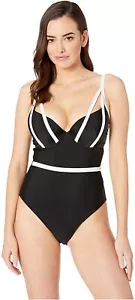 Bluebella Women's 236251 Black White Underwire One-Piece Swimsuit Size 32DD - Picture 1 of 2