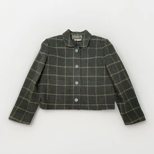 Harris Wallace Sakko Blazer Damen S kariert grau Wollmischung Knopfleiste Vintage - Bild 1 von 7