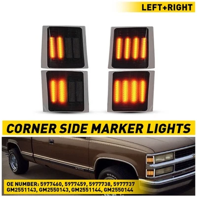 DYNAMIC LED CORNER SIDE MARKER LIGHTS FOR 1994-1999 CHEVROLET C/K 1500 2500 3500 Foto 1 de 4