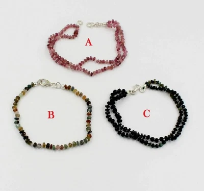 Pulsera de turmalina con cuentas de turmalina de joyería de plata esterlina... - Imagen 1 de 4