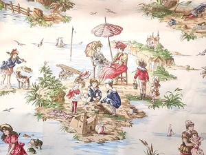 P Kaufmann Stoff Vintage viktorianische Meer Szene Ozean 55" B x 45" L Strand Segeln - Bild 1 von 20