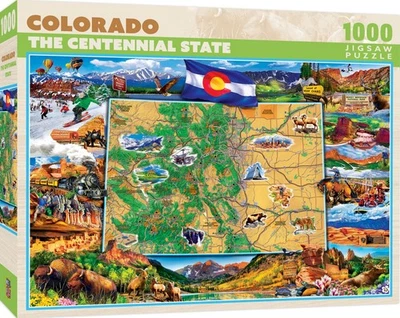 Rompecabezas de 1000 piezas para adultos, familia o niños - Mapa Colorado - 19,25 x 26,75 Foto 1 de 4