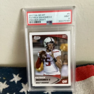 2017 SA-GE HIT PREMIER DRAFT #5 PATRICK MAHOMES II ROOKIE RC PSA 9 - Image 1 of 2