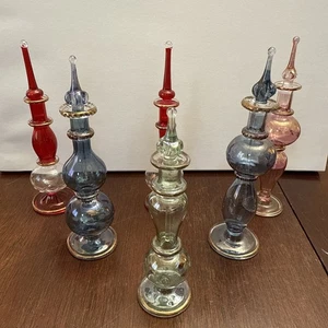 6 VTG Hand Blown Egyptian Glass Perfume Bottles w/ Stoppers - Picture 1 of 15