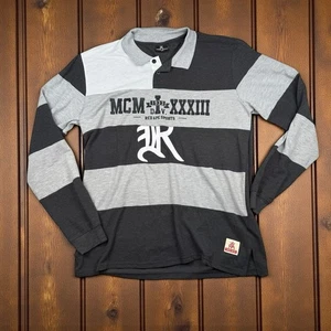Red Ape Shirt Mens 5XL Gray Polo Color Block Long Sleeve Casual Y2K Hip Hop NWT - Picture 1 of 5