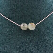 Necklace 2 Beads Prehnite from Africa 8 MM Chain Stainless Steel Necklace Fem