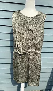 IKKS Women’s Size 42 (US 12) Silk Sage Animal Print Sleeveless Drop Waist Dress - Picture 1 of 12