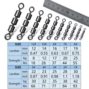 100PCS High Speed 3 Roller Swivels 3 Bead Rolling Chain Swivel Size 18LB-93LB - Picture 1 of 25