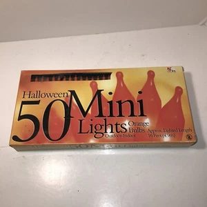 Halloween 50 Orange Mini Lights . New Old Stock. - Picture 1 of 5