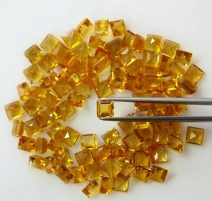 Citrino naturale qualità AAA 2,5 mm forma quadrata taglio sfaccettato pietra preziosa sfusa 25 pezzi - Foto 1 di 5