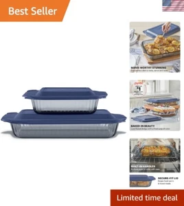 Elegant 2-Pack Tempered Glass Baking Dish Set with BPA-Free Lid - Smoke Finish - Picture 1 of 7