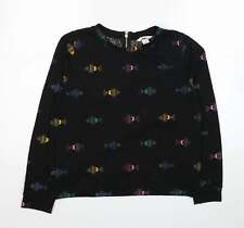 H&M Womens Black Geometric Polyester Pullover Sweatshirt Size S Zip - Fish Print