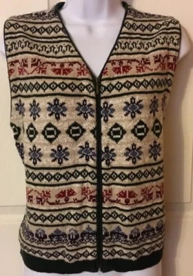 Chaleco Suéter Woolrich Vintage Invierno Vacaciones Navidad Mujer’s Pequeña Camisa Tejida Foto 1 de 4