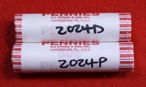 2024-P&D Lincoln Shield Cent Penny 2-50 Coin rolls Uncirculated roll one each - Picture 1 of 1