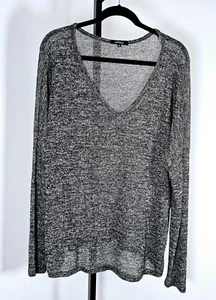 Ambiance Womens Pullover Sweater Long Sleeve V Neck Marble Black SZ 2XL - Picture 1 of 9