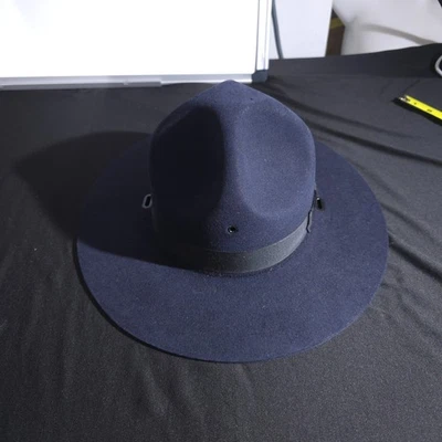 Sombrero Troper Oficial Ovalado Paja Calidad Castor XXXX Hombres Azul Marino Ala Fedora 6 3/4 Foto 1 de 4