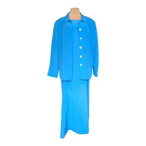 Jessica London 2 PC Blue Jacket Dress Suit Lined Career Wear Women's 20WT Flowy - Picture 1 of 13