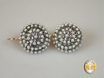 Ohrhänger Silber vergoldet synth Perlchen Strass Ohrhänger Schmuck - Bild 1 von 4