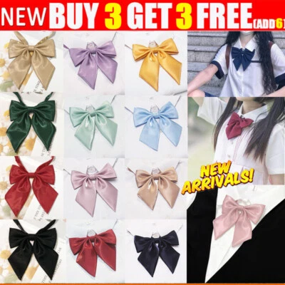 New Ladies Bow Neck Tie Fashion Satin Style Cravat Party Fancy Dress 13 Colours - Image 1 of 4