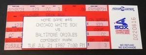 Cal Ripken HR Full Mint Unused Ticket 1987 White Sox vs Orioles - Picture 1 of 2