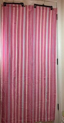 "Cortina de ducha Pottery Barn Kids algodón rosa a rayas con ojales 72"" x 72"" 265D-A" Foto 1 de 4
