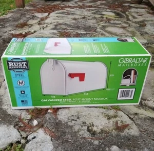 Gibraltar Mailboxes Elite Medium Mailbox Post Mount In White Model E1100W00 NIB - Picture 1 of 7