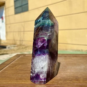 373G Natural fluorite crystal pillar wand Obelisk earth restoration - Imagen 1 de 14