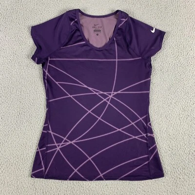 Nike Top Womens Small Purple Polyester Stretch Short Sleeve Dri-Fit Activewear - Image 1 of 4
