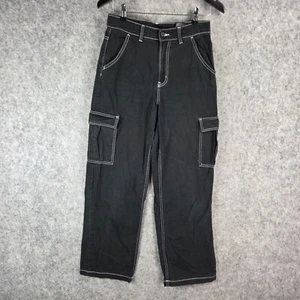 D&M Divided Jeans Womens 8 Black High Rise Cargo Pockets Denim Straight Leg - Bild 1 von 15