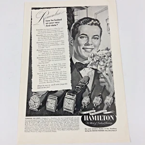 Reloj de pulsera Hamilton 1948 y camioneta Plymouth Woodie estampado anuncio original - Imagen 1 de 10