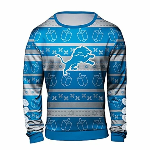 Forever Collectibles NFL Men's Detroit Lions Hanukkah Ugly Crew Neck Sweater Cover