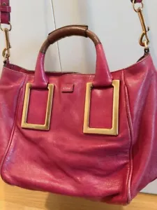 Chloe Ethel 2way Hand Shoulder Bag Crossbody Red Sheepskin Gold hardware Rare - Picture 1 of 5