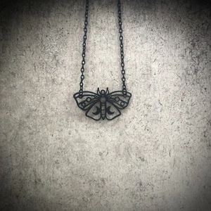 Lunar Moth Necklace - Luna Moth Death Moth Witch Goth Celestial Moon Phase - Picture 1 of 1