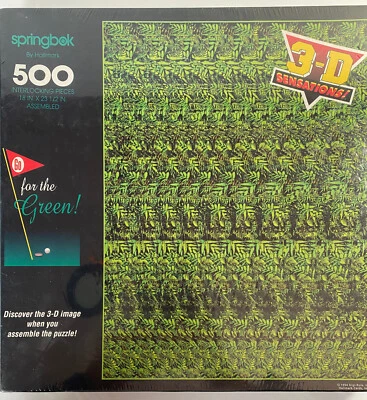 Springbok Go for the Green! 500 piece 3-D Jigsaw Puzzle, Hallmark. New & Sealed. - Image 1 of 2