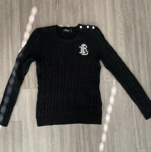 Ralph Lauren maglione maglia a cavi nero S/P etichetta nera donna - Foto 1 di 2