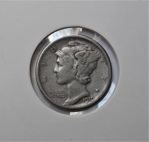 1919-d . Mercury Dime  .  VF+ .  Original  .  Very Fine+ Cover