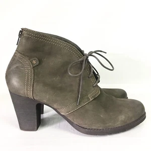 Rockport Cobb Hill Womens 11 Ankle Boot Olive Green Nubuck Leather Heeled Bootie - Picture 1 of 10