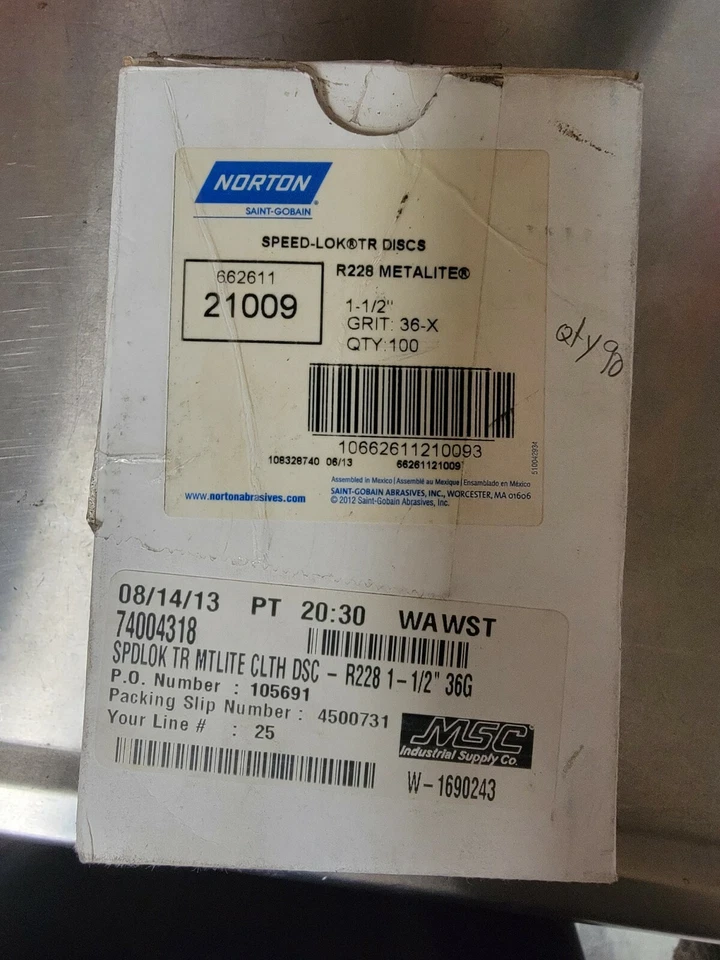 1-1/2" 36 Grit Aluminum Oxide Quick Change Disc - Image 1 of 3