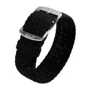 Uhrenarmband Perlon Nylon Schwarz von Eulit - 18, 20, 22 mm - Ersatz-Armband - Bild 1 von 11