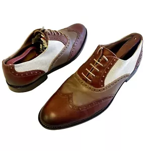 Bruno Magli ALVAR 2 TONE Leather Canvas DRESS Shoe Wing Tip SPECTATOR Oxfords 11 - Picture 1 of 11