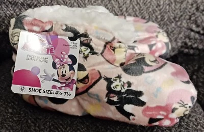 Zapato Niña Pequeña 2T-3T Talla 4.5-7.5 Difuso Babba Zapatilla Calcetines Minnie Mouse Nuevo Foto 1 de 4