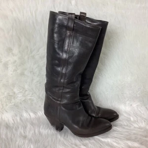 Buttero Brown Leather Heeled Knee High Boots - Picture 1 of 9