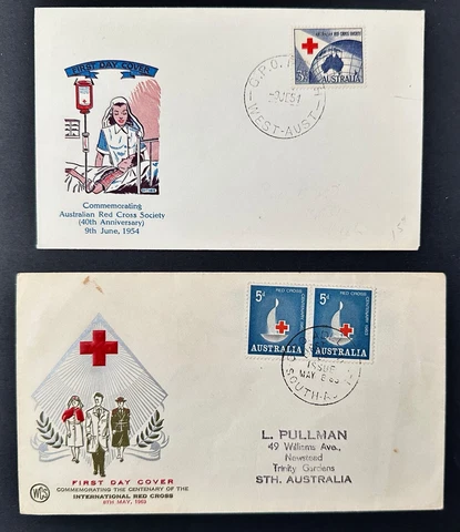 Australia Red Cross FDC's Perth 1954 and Adelaide 1963, nice cachets Cover