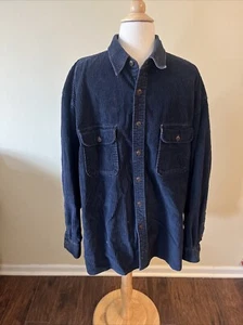 VTG St. John's Bay Heavyweight Corduroy Shirt Mens Large Tall LT Blue - Picture 1 of 16